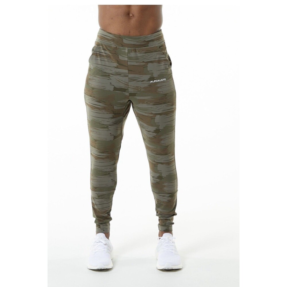 Alphalete Men’s Premium Trace Jogger - Olive  Canvas Camo , Size Large